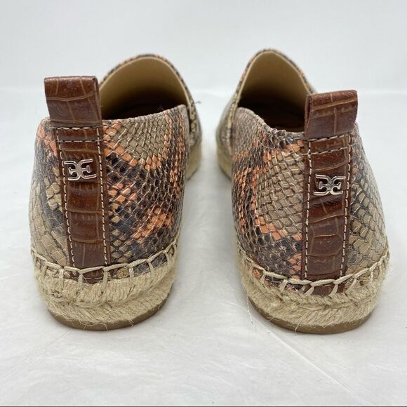 SAM EDELMAN Khloe Reptile Print Leather Espadrille Slip-On Loafer Skimmer Shoe - Picture 9 of 13